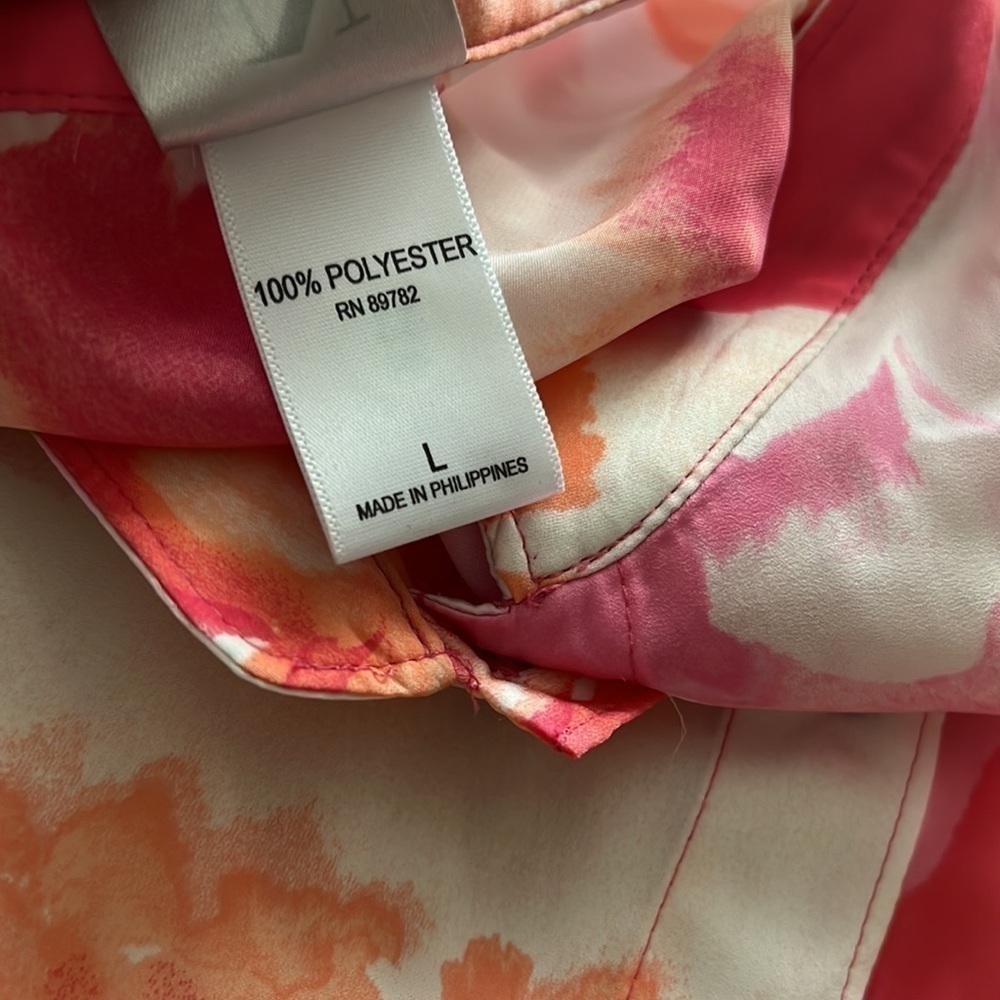 Natori Floral Short Sleeve Blouse L - Picture 6 of 6